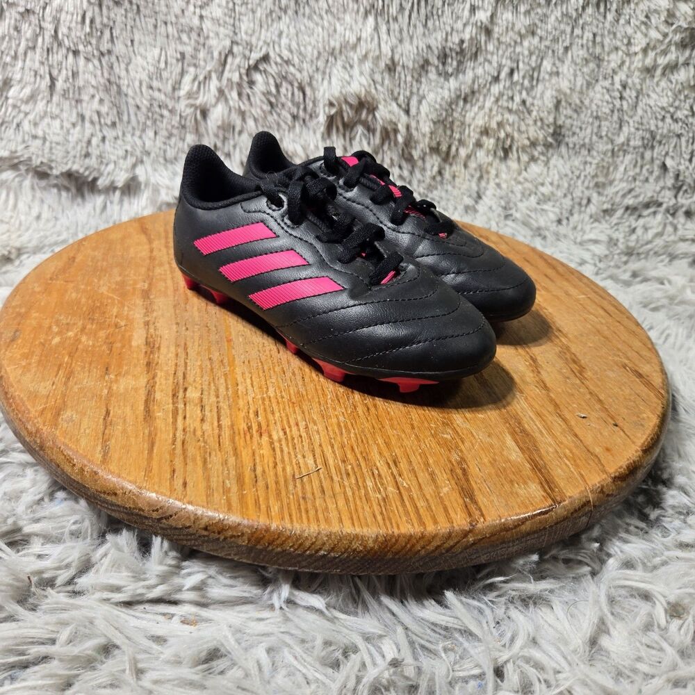 Adidas Goletto Soccer Cleats Unisex Kids Size 12.5K Black/Pink Futbal Boots